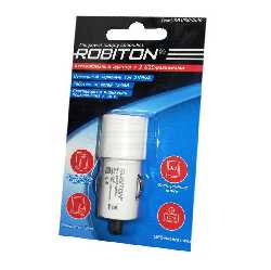 Блок питания ПРИКУРИВАТЕЛЬ АВТО  5V USB 2100MA X 2  ROBITON TWIN1000