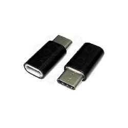 Переходник   MICRO USB (F) = TYPE-C ЧЕРНЫЙ/СЕРЕБРО