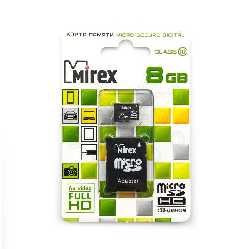 Карта памяти   8GB MICRO SDHC MIREX CLASS 10 + АДАПТЕР