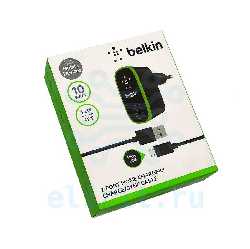 Блок питания  USB*2  5V 2.1A  BELKIN MICROUSB ЧЕРНЫЙ