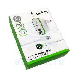 Блок питания  USB*2  5V 2.1A  BELKIN MICROUSB БЕЛЫЙ
