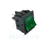 Переключатель  KCD4-201N-C3-G/4P  16A 250V ЗЕЛЕНЫЙ С ПОДСВЕТКОЙ