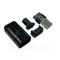 Разъем  ШТЕКЕР MICRO USB(M) 5PIN С КОРПУСОМ 3832