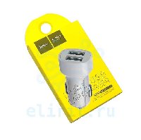 Блок питания ПРИКУРИВАТЕЛЬ АВТО  5V USB 2100MA X 2  HOCO Z2A WHITE