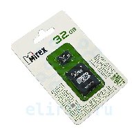 Карта памяти  32GB MICRO SDHC MIREX  CLASS10 + АДАПТЕР