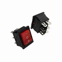 Переключатель  KCD4-601-C R/6P  15A 250V  ON-OFF-ON КРАСНЫЙ НЕОН
