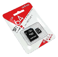 Карта памяти  64GB MICRO SDXC SMARTBUY CLASS 10 + АДАПТЕР