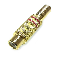 Разьем  RCA (F) МЕТАЛЛ ЦВЕТ GOLD ДВЕ КРАСНЫХ ПОЛОСЫ