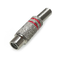 Разьем  RCA (F) NIKEL ДВЕ КРАСНЫХ ПОЛОСЫ 